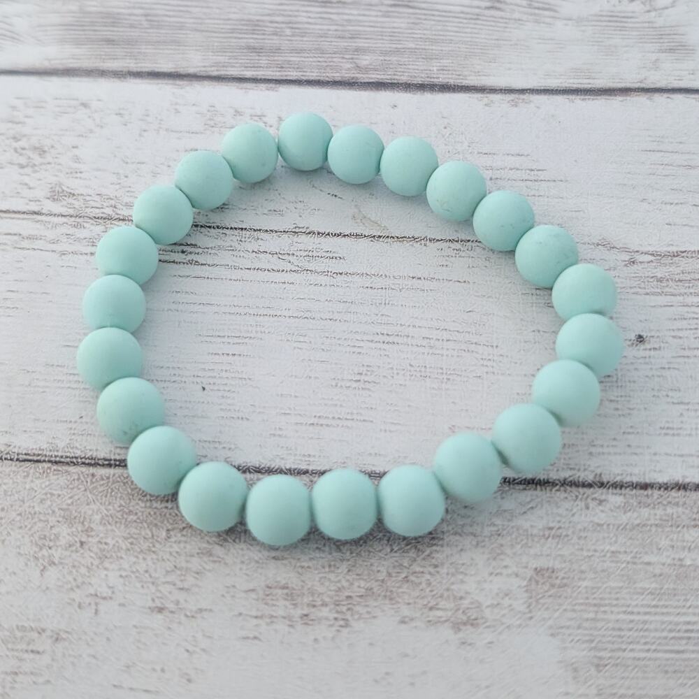 Vintage Bracelet Pastel Teal Green Stretch Bracelet